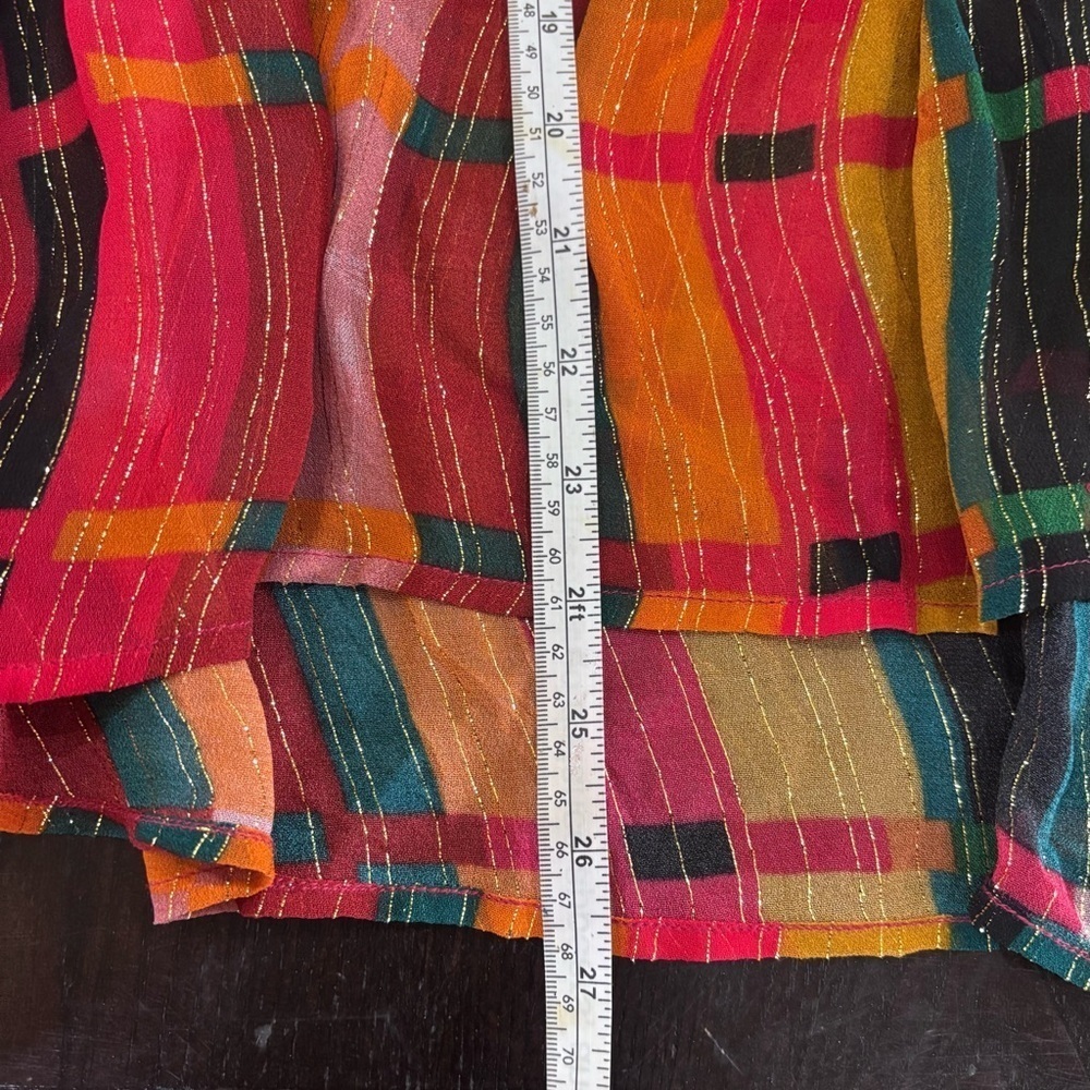Bl^nk Anthropology Mock Turtleneck Multi-colored Striped Ruffled Blouse Small - Picture 9 of 12